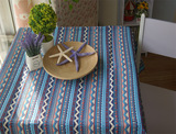 外贸加厚东南亚泰式桌布台布藏式民族风情方桌布地中海蓝桌布定制