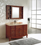 美式浴室柜组合 欧式橡木 镜柜 落地式仿古卫浴柜 储物柜9056