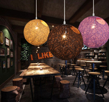 麻球吊灯个性创意圆球形藤艺鸟巢灯具卧室复古酒吧台北欧餐厅吊灯