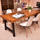 美式LOFT全实木桌子铁艺餐桌复古长方形饭桌家用书桌办公桌工作台