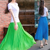夏季连衣裙学生韩版夏装短袖显瘦雪纺长裙套装裙两件套百褶裙子女