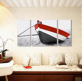天画现代简约装饰画有框客厅沙发背景墙壁画墙画挂画三联红灰船