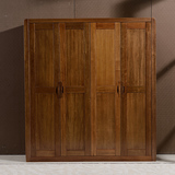 实木衣柜现代中式 胡桃木四门衣橱储物柜对开门收纳柜子