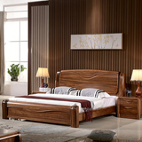 全实木床乌金木厚重款双人床 新中式原木高箱储物床1.8米卧室家具
