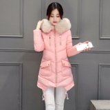 2016韩版冬装棉衣女中长款修身学生大毛领羽绒棉服加厚棉袄外套