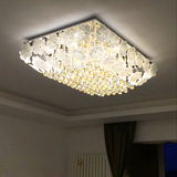 LED长方形温馨水晶吸顶灯大气花型客厅卧室房间田园风格灯饰灯具