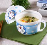 包邮HelloKitty日式创意卡通陶瓷泡面碗餐具可爱泡面杯大号带盖勺