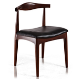北欧水曲柳牛角椅复古简约咖啡厅实木餐椅休闲靠背宜家椅子书桌椅