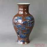 恒丰堂博古制褐釉青花瓷花瓶 清代民国古董老瓷器收藏品古董捡漏
