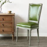 法美家 美式乡村 法式欧式复古做旧 皮革实木雕刻餐椅书椅 咖啡椅