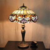 蒂凡尼欧式复古书房卧室床头装饰台灯田园彩色玻璃可调光创意灯具