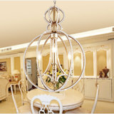 复古北欧美式现代简约铁艺圆形绑珠水晶蜡烛客厅卧室书房吊灯灯具