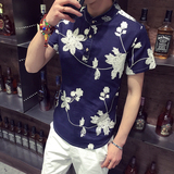夏季日系刺绣亚麻短袖T恤男士加大码中国风棉麻半袖上衣服潮男装