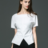 2016夏装新款女装韩版修身显瘦短袖衬衫百搭白色T恤大码简约上衣