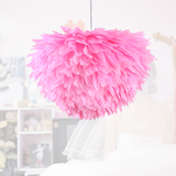 粉色创意个性北欧鸟巢灯婚房羽毛灯女儿公主房羽毛吊灯粉色羽毛灯