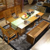 东南亚风格家具实木餐桌双子塔 槟榔色家具长方形中式实木餐桌椅