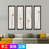 新中式客厅装饰画沙发背景墙壁画金鹊报喜实物画立体画原创中式画
