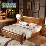 全实木床新中式简约现代1.8 1.5米储物高箱橡木纯实木双人床家具