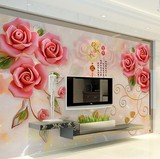 3d立体客厅电视背景墙壁纸欧式浮雕卧室影视墙墙布大型壁画玫瑰花