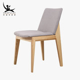 好福来北欧实木水曲柳餐椅现代简约布艺真皮椅子高档设计创意时尚