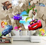 3D汽车总动员卡通儿童房壁纸男孩无缝大型壁画定制电视背景墙纸