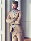 专柜正品代购H&M HM 新款男装贝克汉姆同款米色西装休闲外套