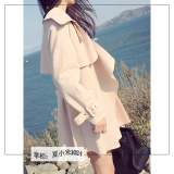 代购2016春秋季新款韩版修身显瘦麂皮绒粉色中长款气质女风衣外套