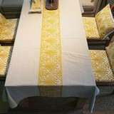 棉花大盗[ 刺绣 ]桌布简约现代欧式茶几盖巾长方形 黄色圆桌台布