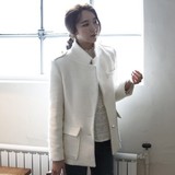 正品韩国代购女装2016春新款 MShow钉珠羊毛呢西装 外套