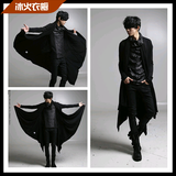 韩版非主流夜店男士修身型黑色披风外套斗篷风衣男装潮流行大衣