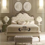 美式实木床新古典橡木雕花布艺软包床简欧床1.5/1.8米双人床婚床