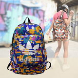 夏季新款阿迪达斯双肩包男女背包学生三叶草书包涂鸦户外运动包包