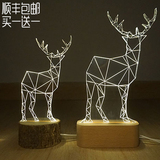 宜家创意小鹿灯夜灯创意圣诞节礼物北欧实木小鹿台灯
