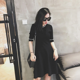 nini 高品质冰丝曲珠版型超好有分量的套头气质黑色连衣裙小黑裙