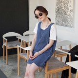 现货特惠 2016夏款韩国正品代购女装uptownholic背带牛仔连衣裙