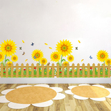 创意向日葵墙贴儿童房幼儿园腰线贴纸卧室客厅电视背景墙装饰贴画