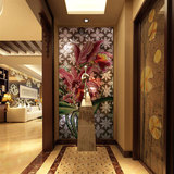 玻璃马赛克背景墙百合花客厅玄关过道走廊艺术欧式装修拼图画剪画