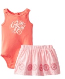 【现货】美国正品代购Calvin Klein/CK女童婴儿橘粉色T恤短裙套装