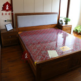 老榆木六尺双人大床现代新中式1.8米婚床工厂直销全实木卧室家具