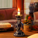 景德镇 古典青花瓷陶瓷蜡烛台 蜡烛对杯 中式家居艺术装饰摆设