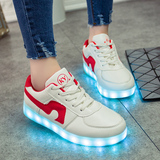 七彩闪光灯发光鞋LED夜光鞋USB充电男女鞋荧光鞋韩版潮流休闲板鞋