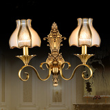 欧式壁灯床头灯全铜创意复古led双头客厅背景墙卧室田园过道灯具