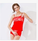 专柜正品欧林雅竹纤维女士吊带打底衣衣 红色背心FD014