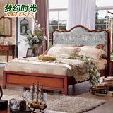 美式床实木双人床简约欧式古典床成人1.8米布艺软靠床1.5m高箱床