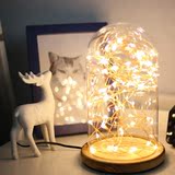 创意火树银花小夜灯实木玻璃罩台灯装饰桌面摆件床头灯圣诞节礼物