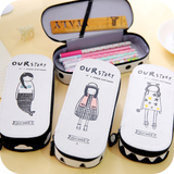 韩国文具可爱帆布可可王国铅笔盒 韩版男女创意简约笔袋学习用品