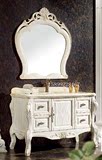 1米2 美国红橡实木浴室柜橡木象牙白开放漆洗脸柜简欧欧式雕花