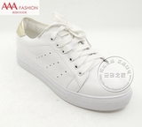 双皇冠正品AAA女鞋牛皮鞋厚底平底鞋系带白色板鞋单鞋A651150752