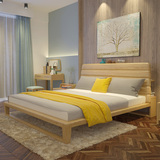 北欧纯实木床1.8 双人床1.5日式宜家卧室木头木质 小户型现代简约