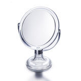 高清化妆镜子台式梳妆 高档欧式透明化妆盒带镜子圆型台式镜
